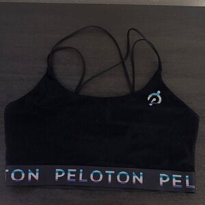 Peloton Black Sports Bra with Multicolor Logo